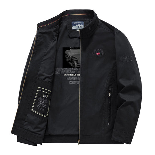 Herren Casual Kurzjacke im Harrington-Stil mit Stehkragen und Innentasche EB
