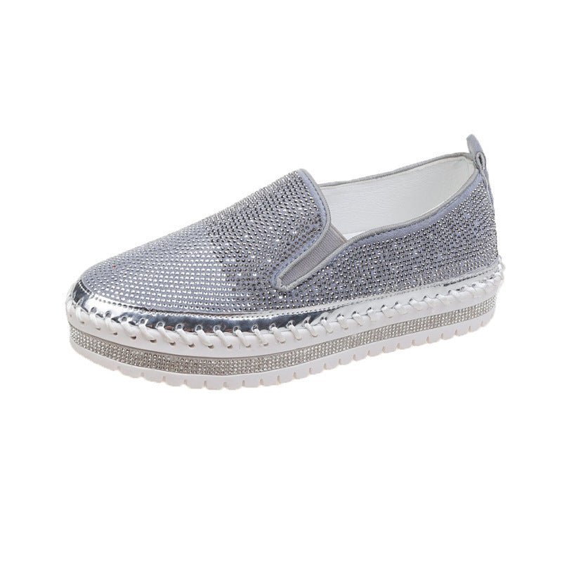 Damen Slip-On Schuhe mit funkelndem Strass und komfortablem Plateau EB