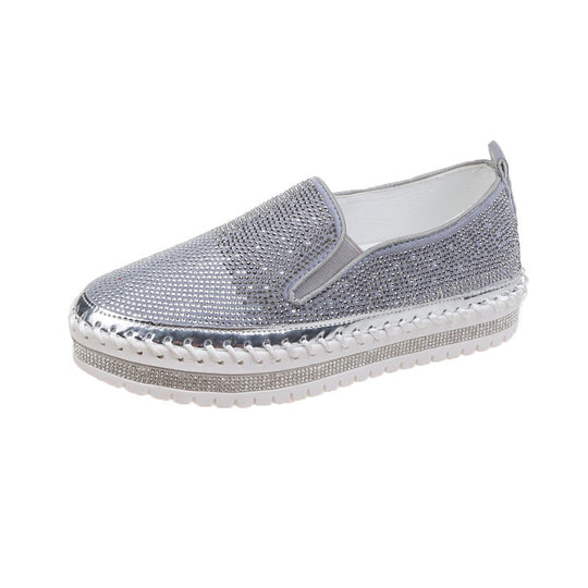 Damen Slip-On Schuhe mit funkelndem Strass und komfortablem Plateau EB