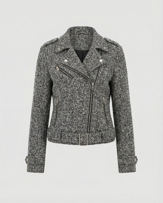 Damen Bikerjacke mit Tiermuster und taillierter Passform