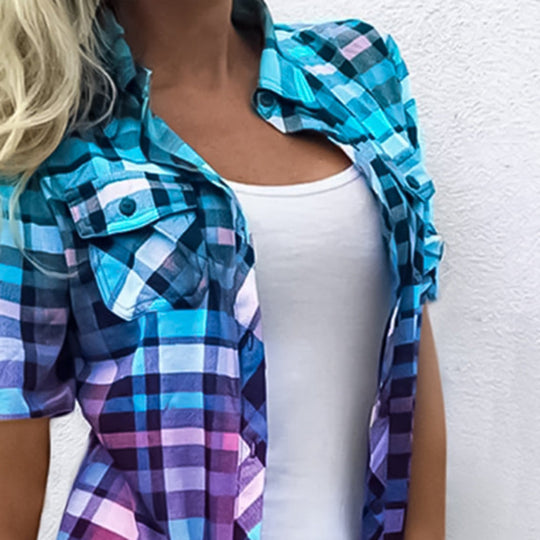 Damen Karohemd mit lässigem Schnitt und aufgesetzten Taschen Heidi-Mode