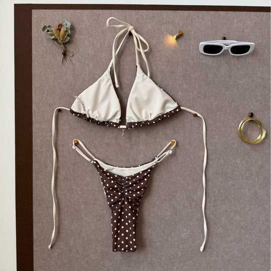 Damen Triangel-Bikini mit verspieltem Punkte-Design EB