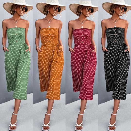 Damen Bandeau Jumpsuit mit lockerer Passform und Taschen EB