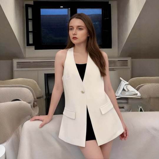 Damen elegante Blazer-Weste ohne Ärmel EB