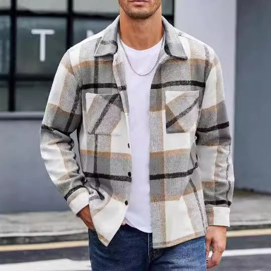 Herren lässige Karomuster Hemdjacke EB