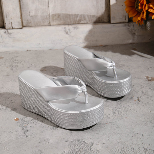 Damen Wedge-Zehentrenner mit eleganter Knotenapplikation EB