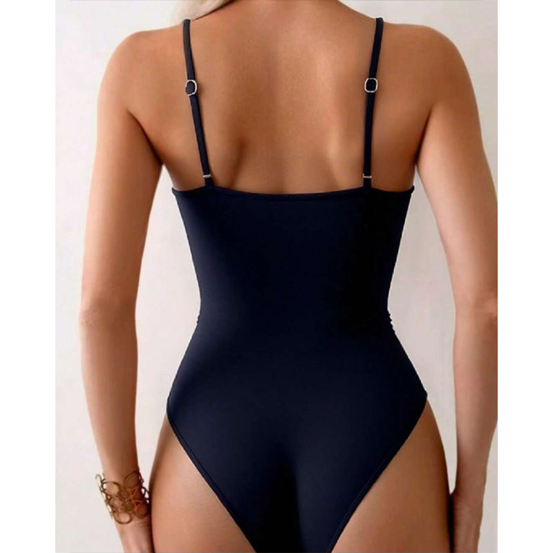 Damen Hochwertiger Cut-Out Badeanzug mit dekorativen Schnallen EB