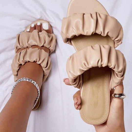 Damen komfortable Riemchensandalen mit elegantem Rüschendesign EB