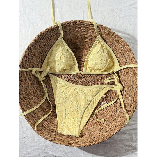 Damen Zweiteiliges Bikini-Set mit floralen Stickereien EB