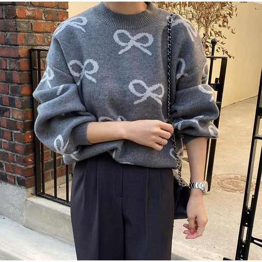 Damen Gemusterter Pullover mit lockerer Passform EB