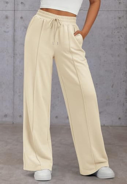 Damen Komfortable Weite Sweatpants mit elastischem Bund und praktischen Taschen EB