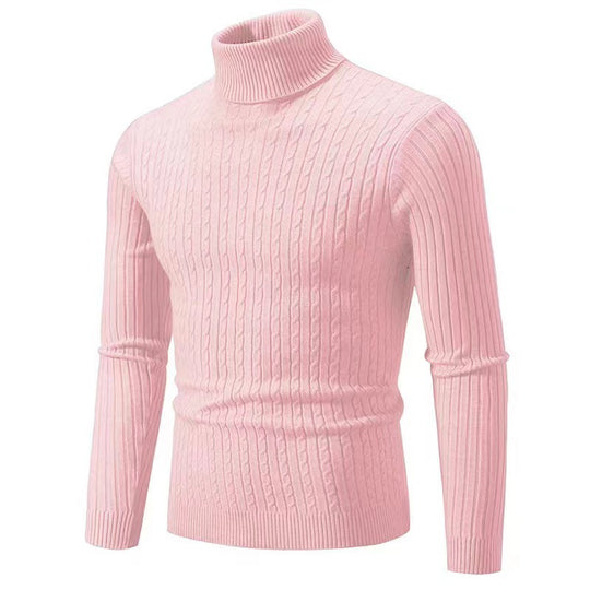 Herren nan gerippter Rollkragenpullover mit Zopfmuster und körpernaher Slim-Fit-Silhouette EB