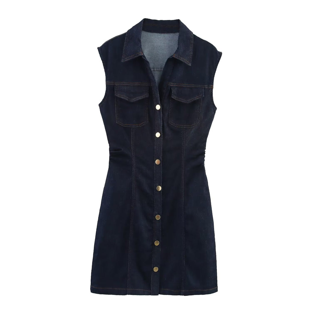 Damen Jeanskleid mit tailliertem Schnitt und praktischen Taschen EB