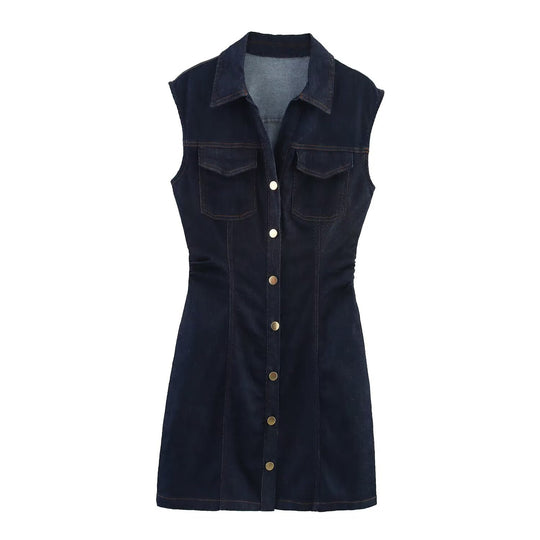 Damen Jeanskleid mit tailliertem Schnitt und praktischen Taschen EB