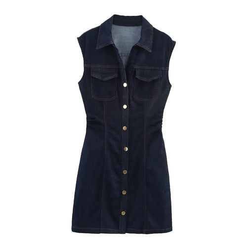 Damen Jeanskleid mit tailliertem Schnitt und praktischen Taschen EB