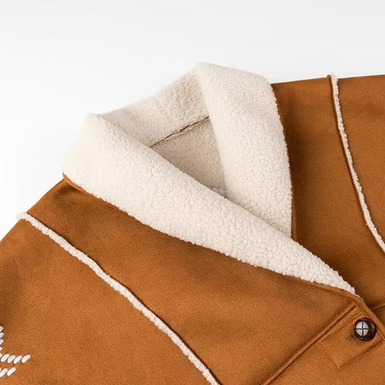 Damen elegante und gemütliche Oversize-Jacke mit floralem Design EB