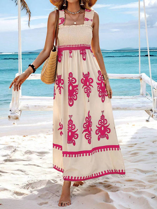 EB | Bedrucktes Brustwickelkleid im Urlaubsstil
