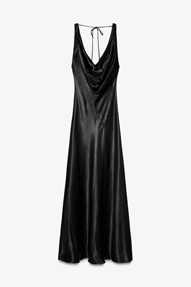 EB | Lange Drapierte Kleid mit Eingebautem Bh