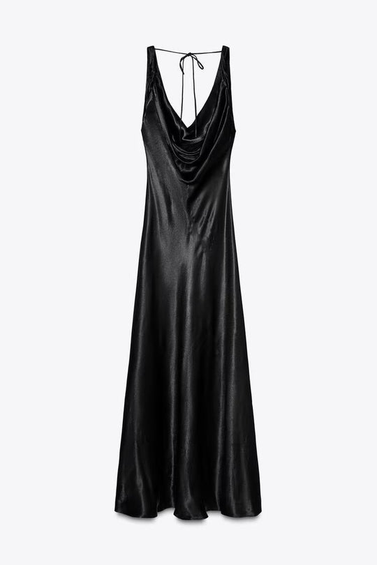 EB | Lange Drapierte Kleid mit Eingebautem Bh