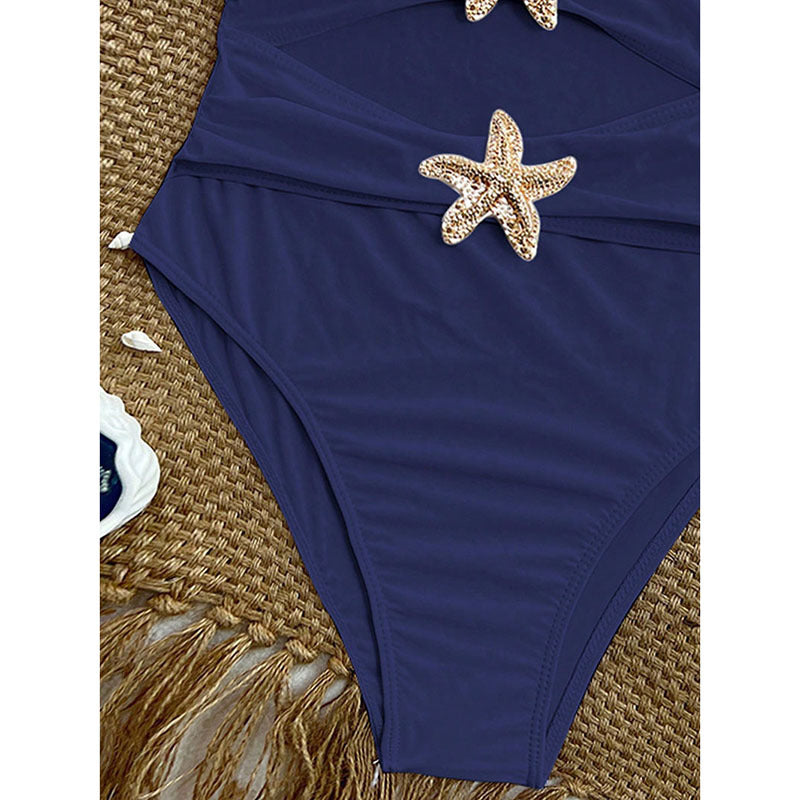 Damen Bikini-Set mit raffiniertem Wickeldesign und goldenen Akzenten EB