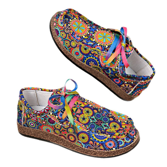 Damen Freizeitschuhe mit buntem Muster und bequemer Gummi-Sohle EB