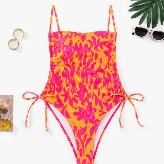 Damen Schwimmanzug mit kreativem floralen Muster und verstellbaren Trägern EB
