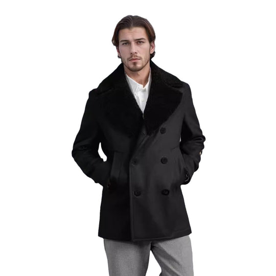 Herren eleganter Dufflecoat mit weichem Kragen EB