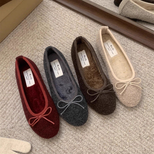 Damen Fleece Ballerinas mit flexiblem Absatz EB