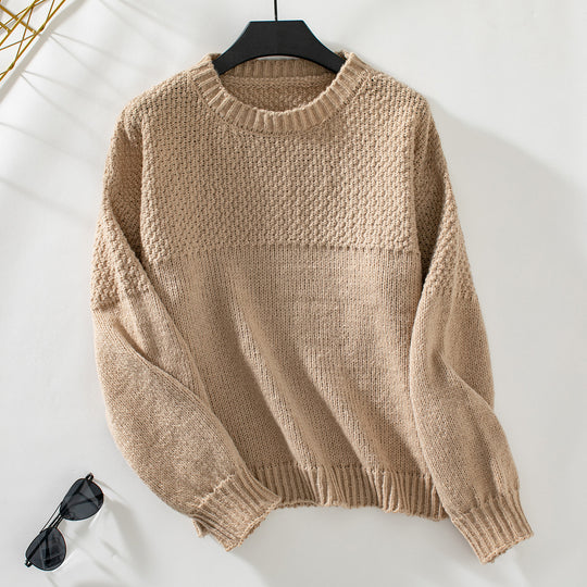 Damen modischer Strickpullover mit strukturiertem Design und lässigem Schnitt EB