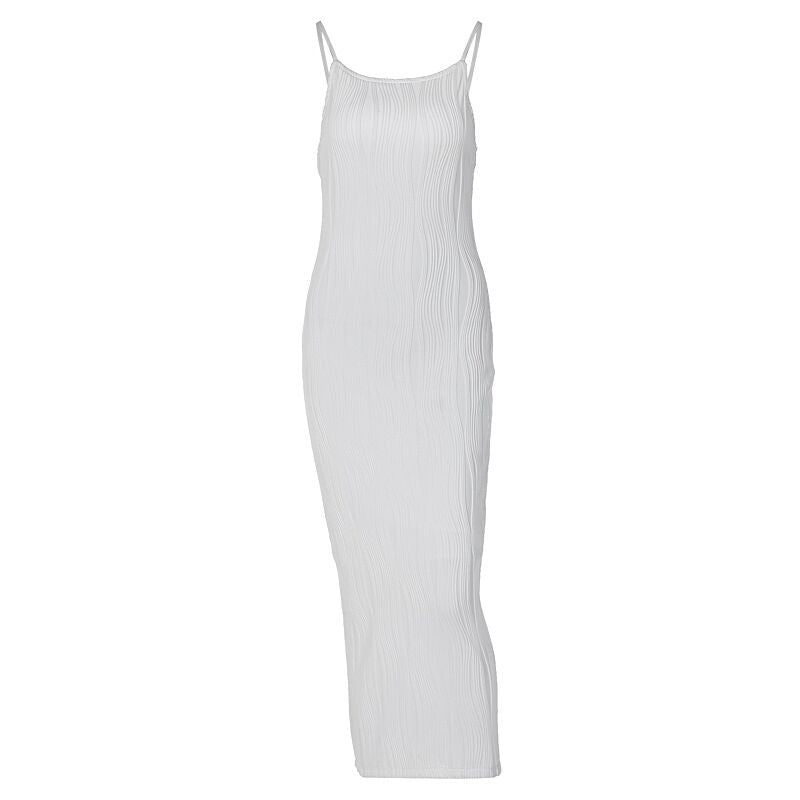 Damen Maxikleid mit elegantem Wellenmuster und figurbetontem Schnitt EB