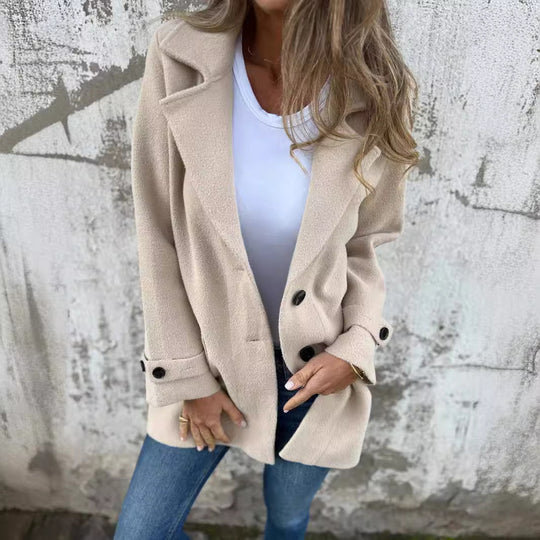 Damen Modischer Oversized-Mantel mit modernen Knopfdetails EB