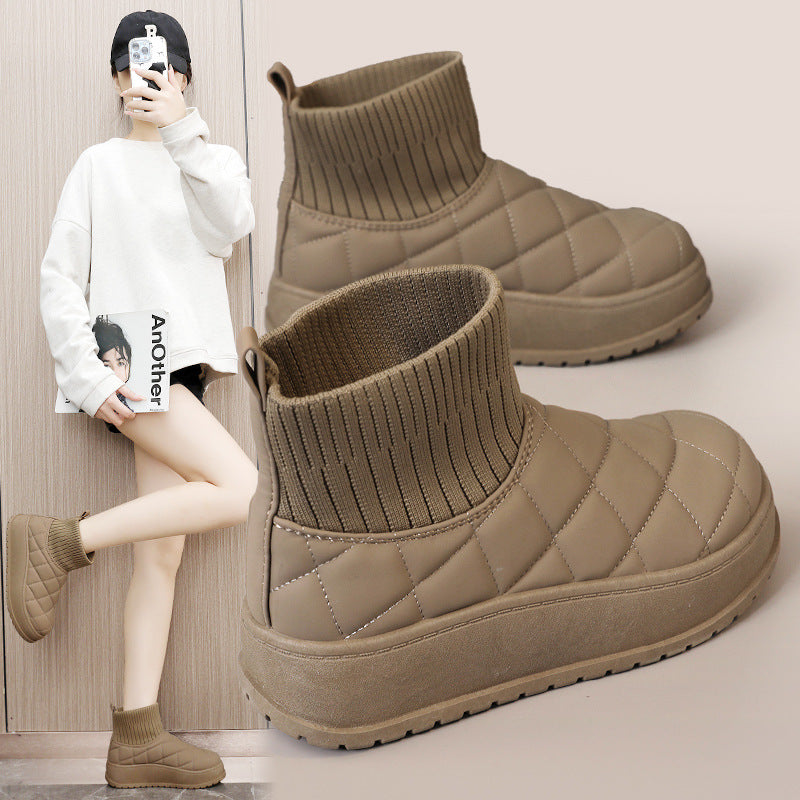 Damen modische Steppschuhe mit hohem Kragen und rutschfester Sohle EB