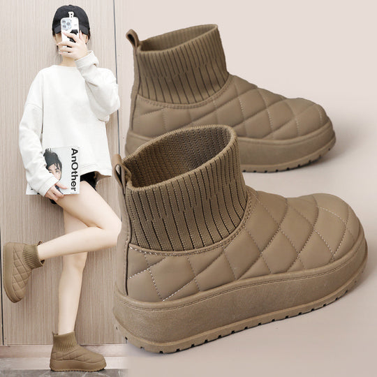 Damen modische Steppschuhe mit hohem Kragen und rutschfester Sohle EB
