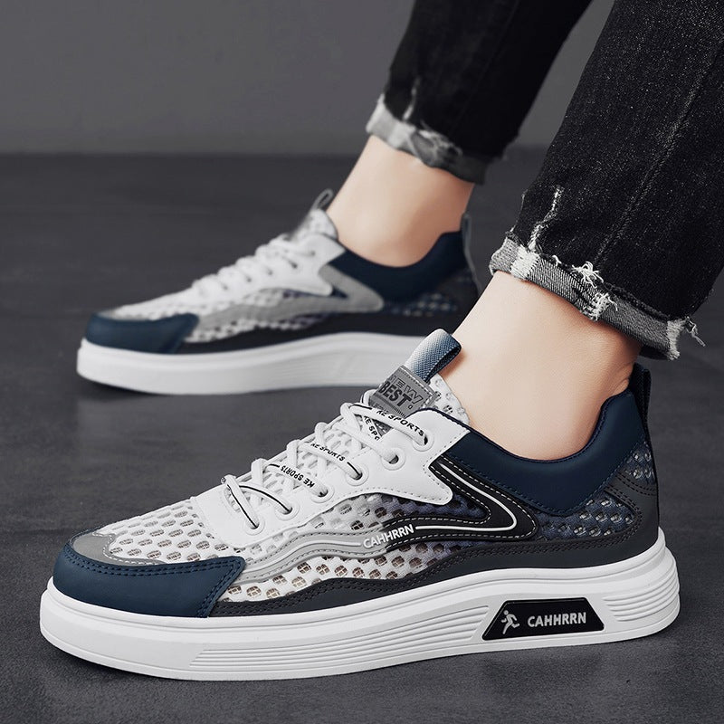 Herren atmungsaktive Wabenmesh-Street-Sneaker mit PU-Overlays, verstärkter Zehenkappe und profiliertem Gummirand EB