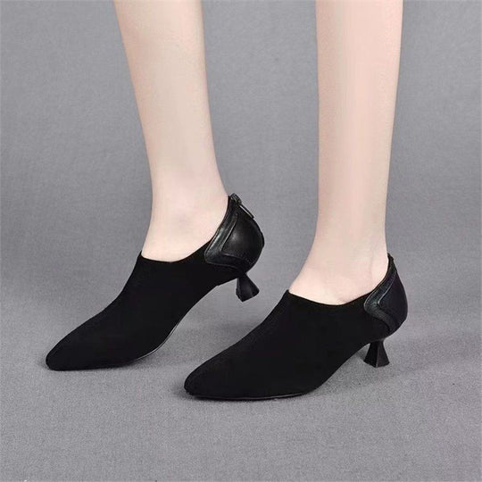 Damen spitze Slipper mit elegantem Absatz EB