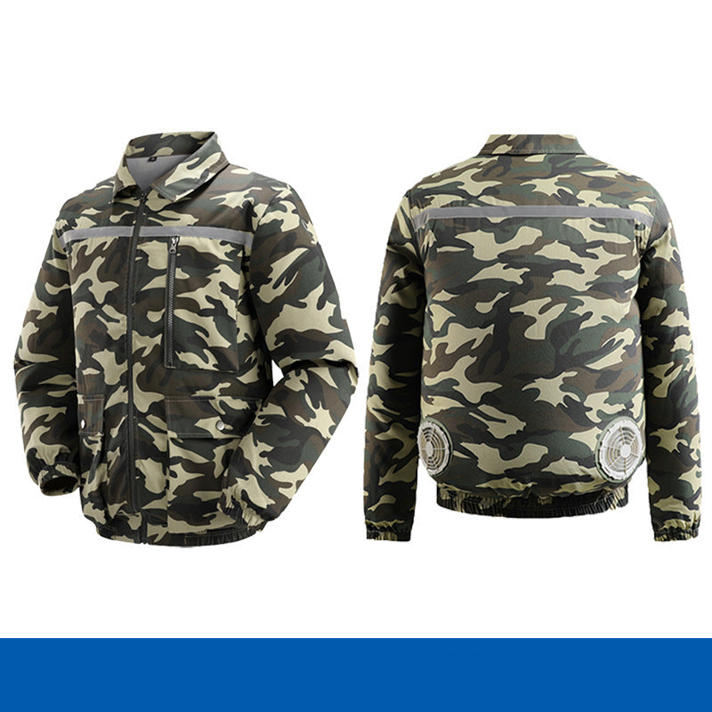 Herren nan belüftete Kühlarbeitsjacke mit seitlichen USB-Lüftern, reflektierendem Bruststreifen und multifunktionalen Taschen EB