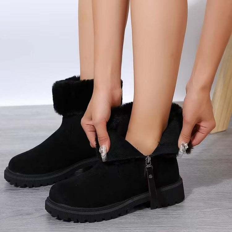 Damen Winterstiefel mit kuscheligem Kunstfellkragen und rutschfester Profilsohle EB