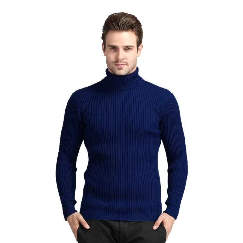 Herren nan Rippstrick Rollkragenpullover figurnaher elastischer Feinstrick EB