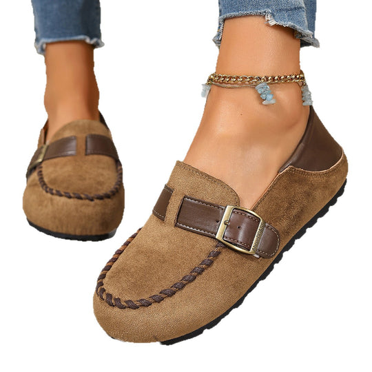 Damen Bequeme Mokassins mit animalischem Print und dekorativem Schnallen-Detail EB