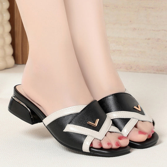 Damen Mules mit modernem Design und elegantem Blockabsatz EB