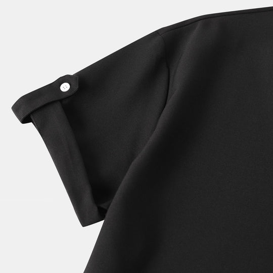 Herren Kurzarmhemd mit elegantem Stehkragen und praktischen Knopfdetails EB