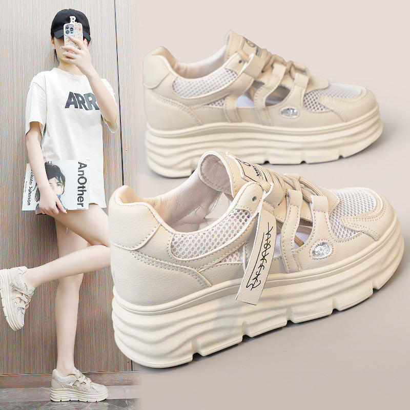 Damen Sportliche Plateau Sneakers mit atemberaubendem Design und verstellbarem Klettverschluss EB