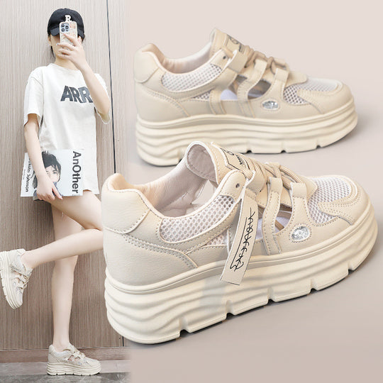Damen Sportliche Plateau Sneakers mit atemberaubendem Design und verstellbarem Klettverschluss EB