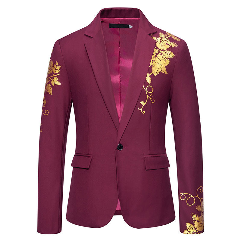 Herren nan eleganter taillierter Smoking-Blazer mit floraler Verzierung EB
