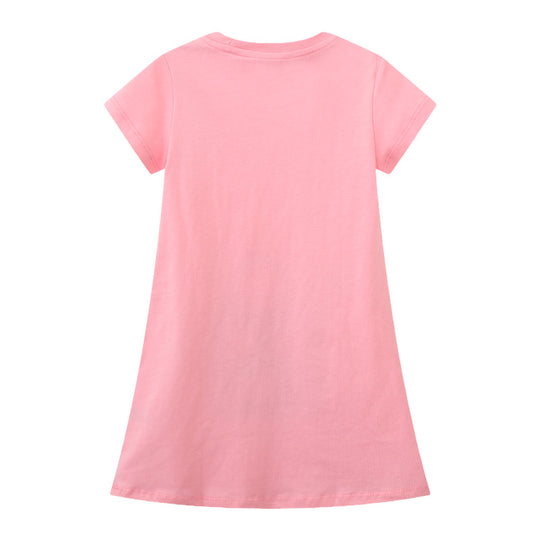 Mädchen T-Shirt Kleid mit kreativem Taschenmotiv EB
