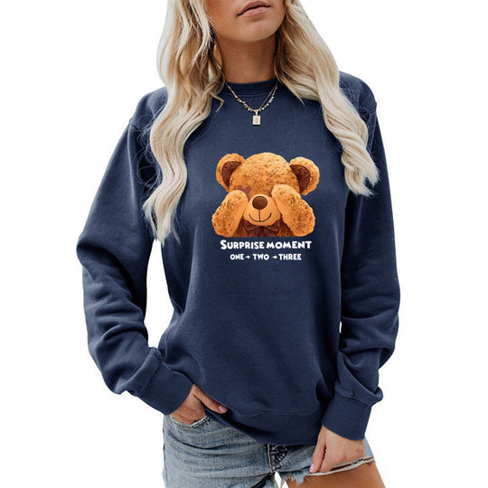 Damen Freizeitpullover mit süßem Bärenmotiv EB