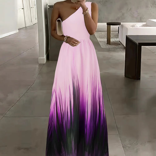Damen Maxikleid mit asymmetrischem Schnitt und farbenfrohem Ombre-Design EB