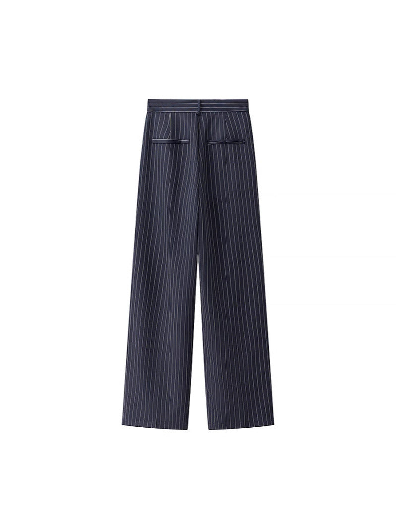 Damen weite Hochbund-Hose mit eleganten Streifen EB