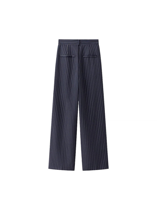 Damen weite Hochbund-Hose mit eleganten Streifen EB
