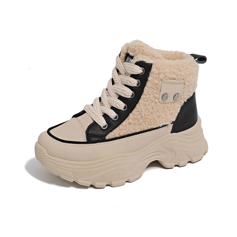 Damen warme High-Top Sneakers mit Teddyfutter EB